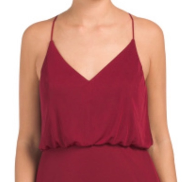 Alfred Sung Chiffon Blouson Gown in Burgundy Size 8 - Picture 3 of 5